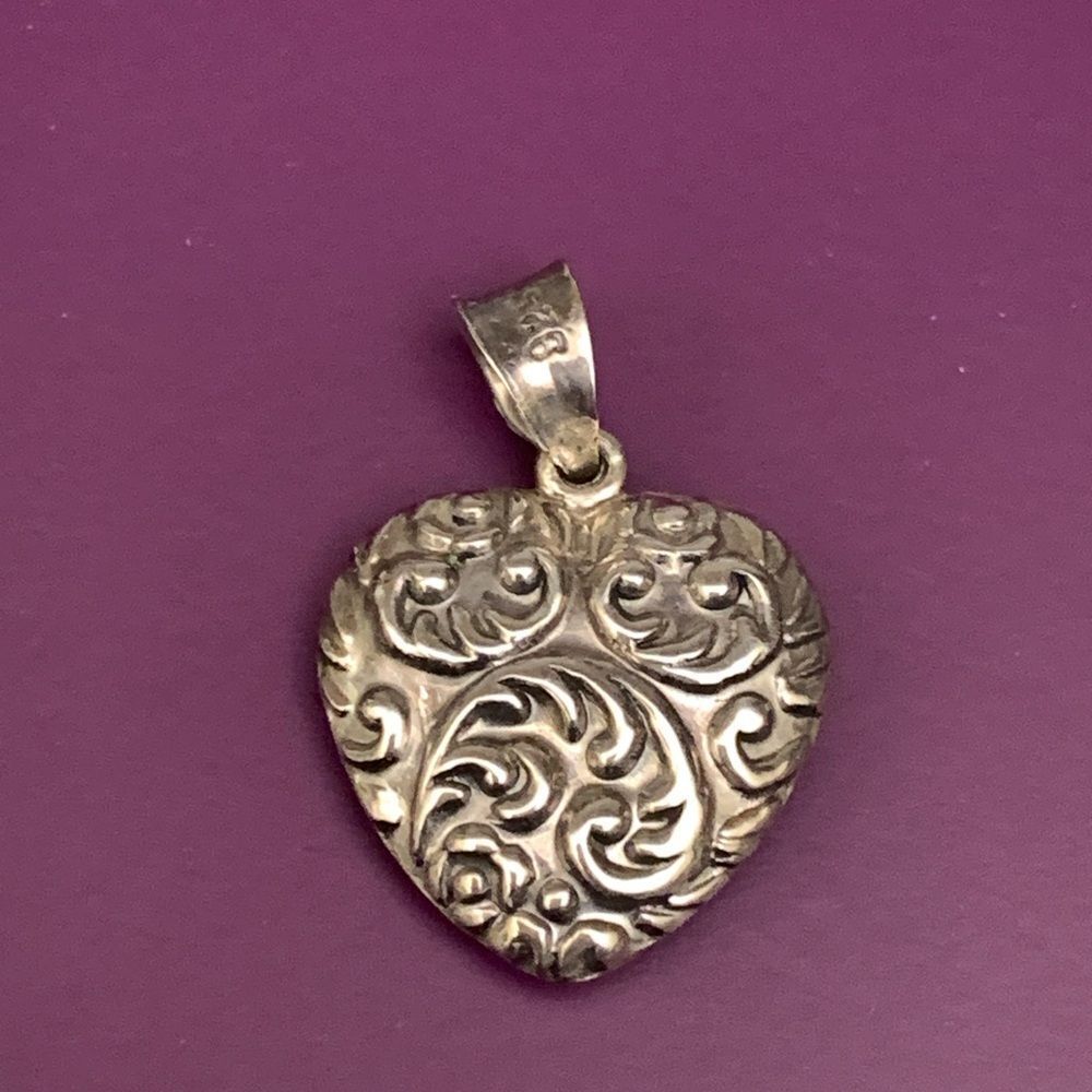 .925 Heart Ornate Sterling Silver Jewelry Charm #valentines #keepsake #love